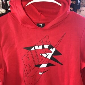Nike 3brand Hoodie Red Black Logo Large Boys NWT